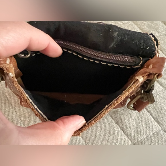 ATLAS GOODS Handmade Brown Leather Crossbody Southwest w Turquoise Purse Bag - Picture 8 of 11